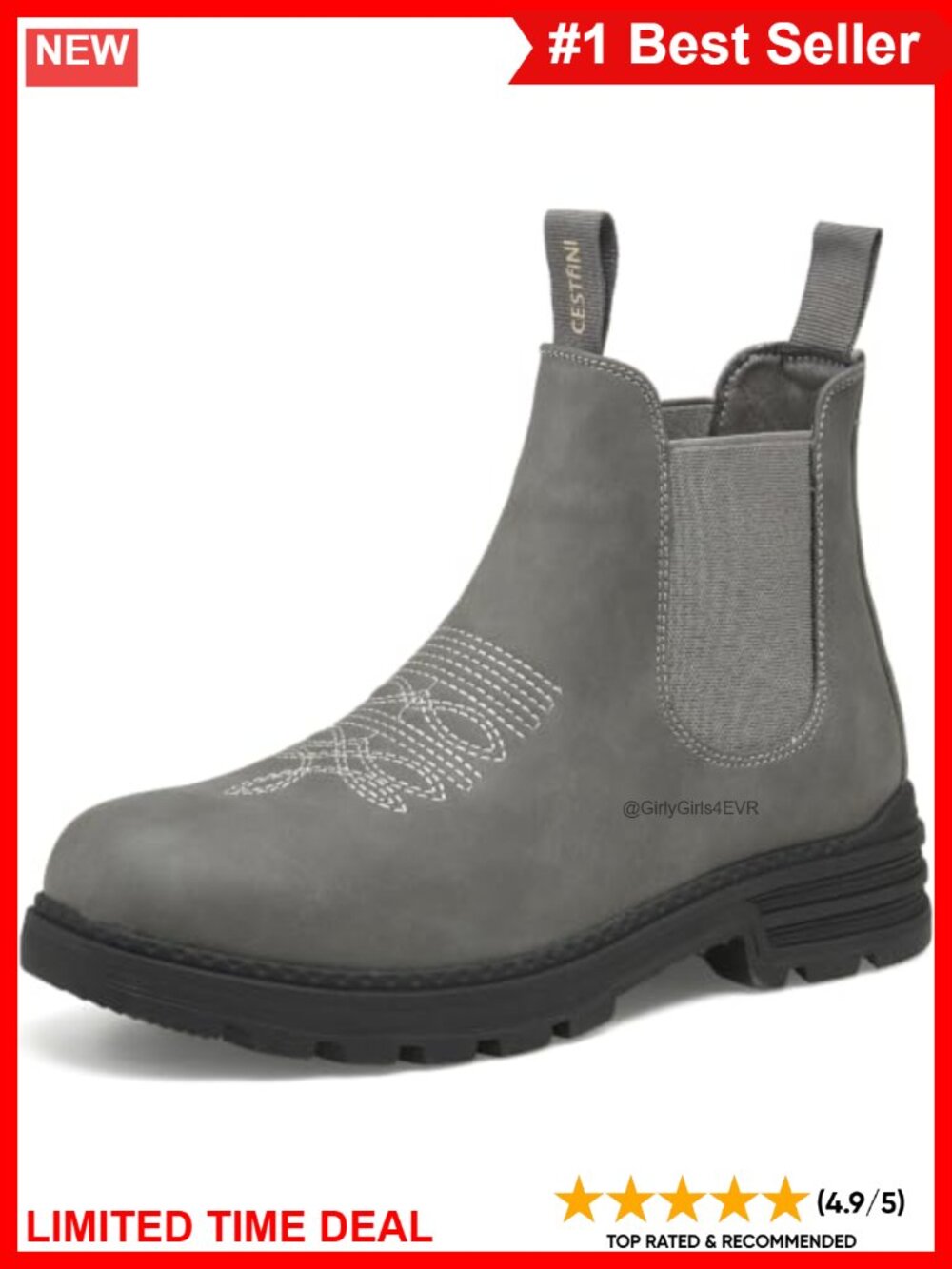 Chelsea Hiking Boots Faux Leather Ankle Support Pull-On